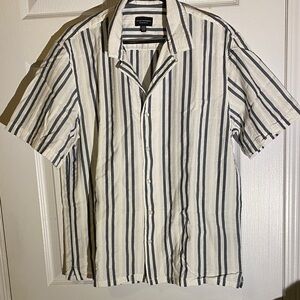 Club Monaco Striped Casual Shirt in Blue and White #3